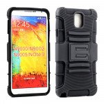 Wholesale Samsung Galaxy Note 3 Armor Shell Case Stand and Holster (Black Black)